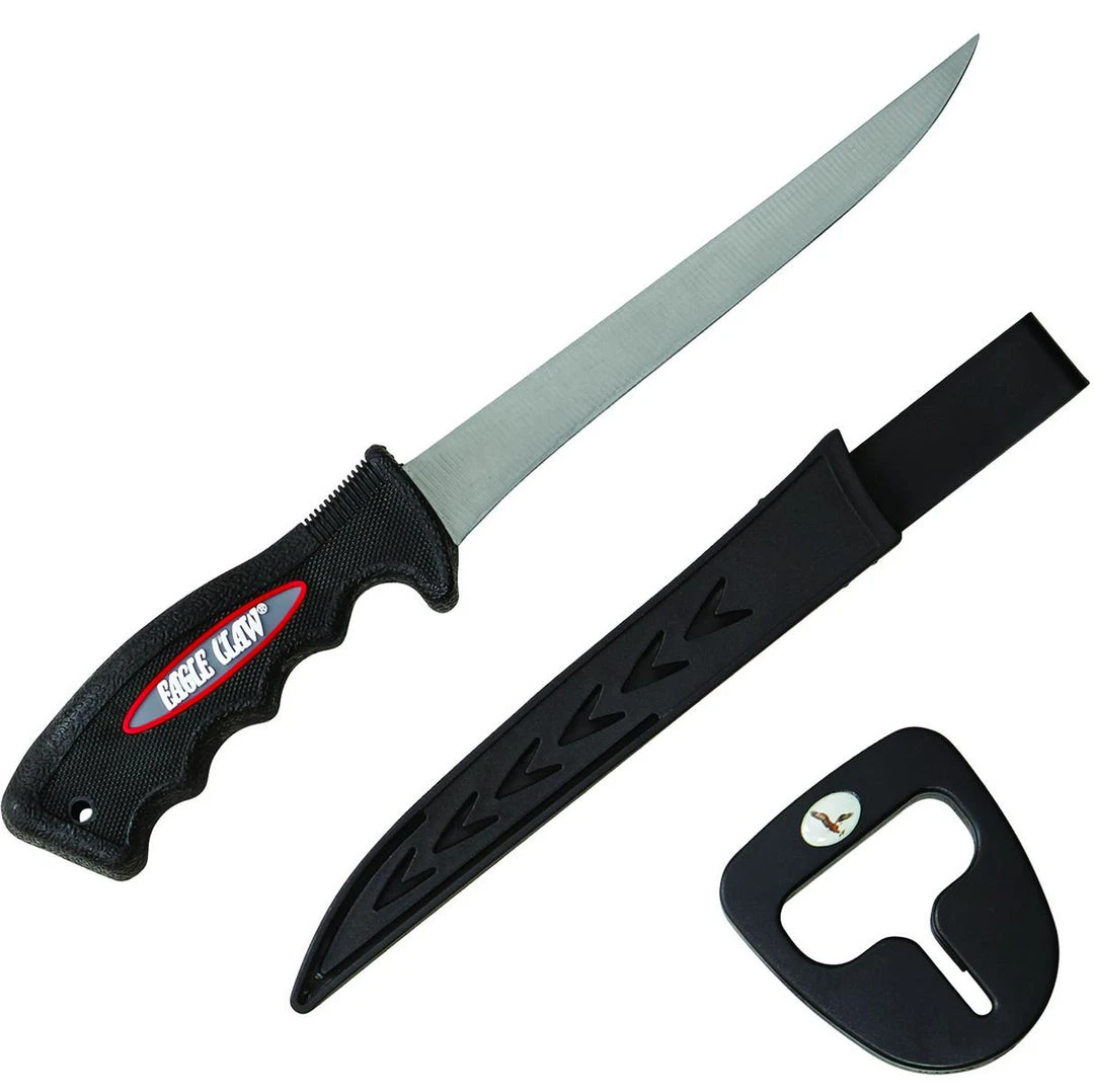 Eagle Claw Soft Handle Fillet Knife W/ Sharpener 3 Eagle Claw Soft Handle Fillet Knife W/ Sharpener