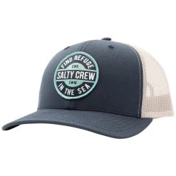Freshwater Salty Crew Landing Retro Trucker Hat - Navy Silver