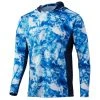 Apparel Huk Icon X Hooded LS Shirt Mossy Oak Blue Shark