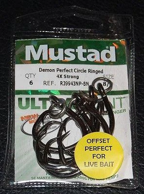 Mustad 4X Demon Offset Ringed Circle Hook R39943NP-BN 4 Mustad 4X Demon Offset Ringed Circle Hook R39943NP-BN